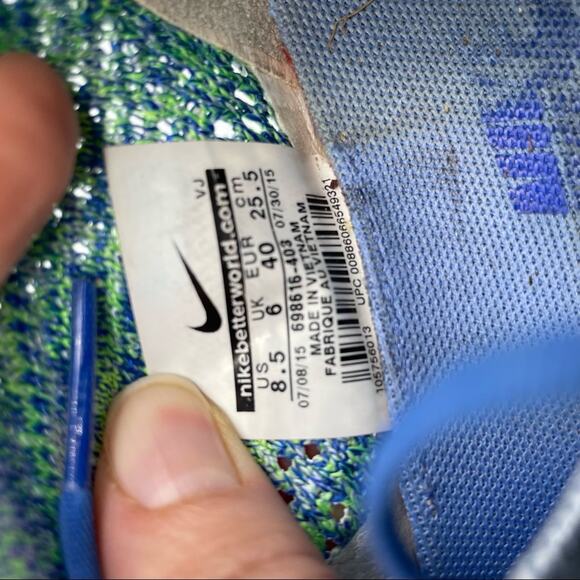 Nike Blue & Green Flyknit Zoom Running Shoes Sneakers Womens 8.5 Athletic Sporty - Picture 12 of 13